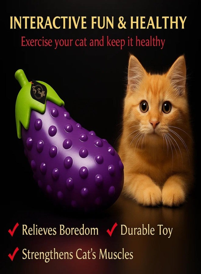 Toy Truffle لعبة على شكل باذنجان على شكل كمأة تصدر صوتاً عند الضغط عليها | لعبة مضغ متينة | تصميم تفاعلي على شكل باذنجان للعب الجلب والحفاظ على صحة الأسنان | صوت محفز لوقت لعب ممتع | يساعد على الحد من المضغ المدمر - Image 5